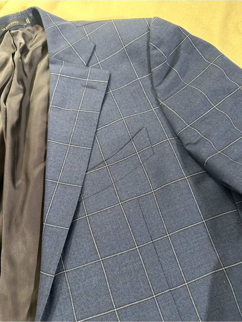 Suitsupply Men’s Italian wool Mohar Blue Windowpane Sport Blazer for size 46L